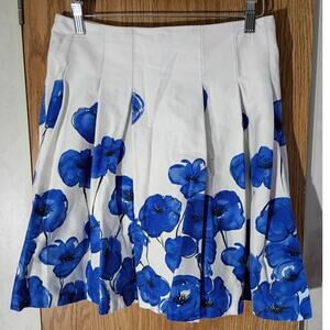 Vntg Necessary Objects Blue Floral Border Skirt Modest A Line Cottagecore M